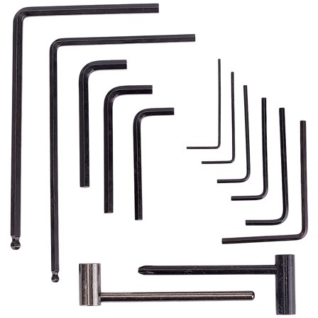 1 Set Carbon Steel Guitar Truss Rod Wrench Ball End Allen Wrench Tool Stainless Steel Color 4.65~12.5x1.75~7.5x0.4cm 13pcs/set