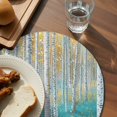thumbnail image 3 of Teal Yellow Oil Painting Round 15 Inch Placemats Set of 4, Contemporary Abstract Art HeatResistant Non Slip Place Mats for Dining Table, Wipeable Braided Kitchen Table Mats for Housewarming, 3 of 9