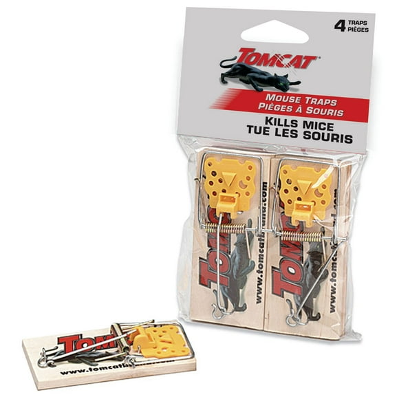 Tomcat Mouse Wood Traps 4-Pack, Wood Traps 4 Pack
