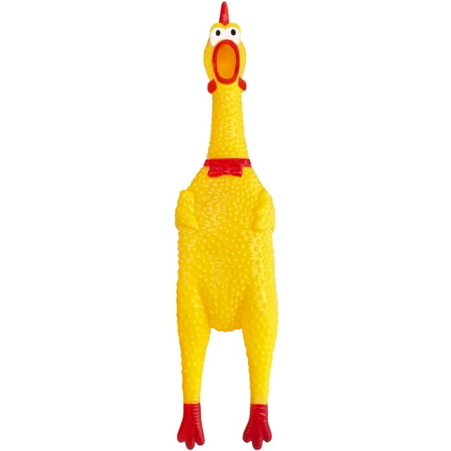 Pollo de goma grande, juguetes para perros que gritan, pollo de goma amarillo que chilla, juguetes de pollo que chirrían, juguetes para perros que hacen ruido de broma