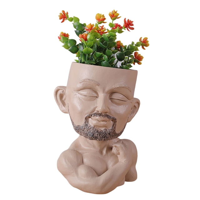 CSChome Pot de Plante Muscle Homme avec Ventilation de Drainage Fond Antidérapant Jardinière en Résine