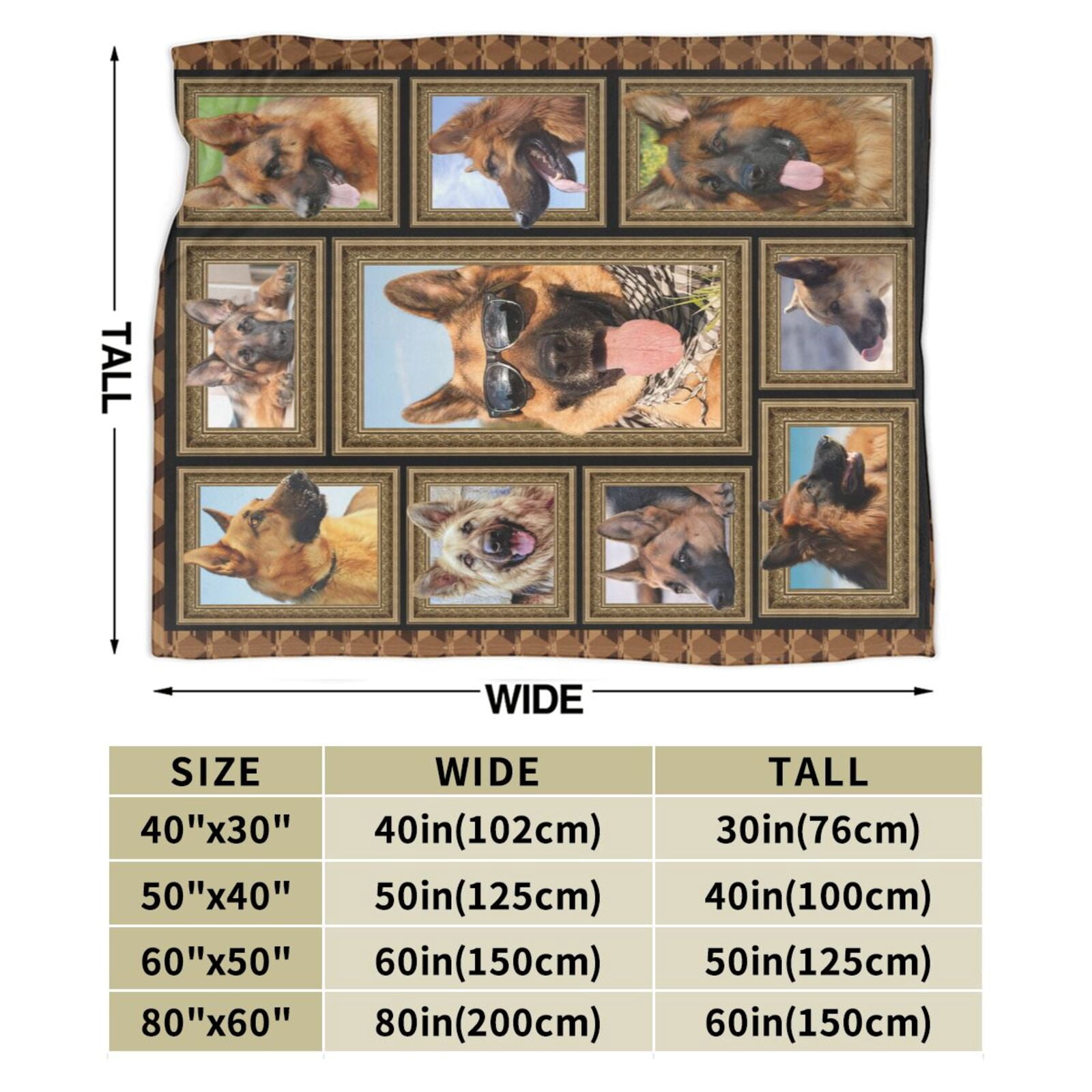 Wijzvio German Shepherd Dog Throw Blanket Soft Fuzzy Fleece Blanket For Couch Bed Living Room Decoration 50"X40"