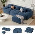 thumbnail image 5 of Hawsaiy 122" Modern L-Shaped Modular Sectional Sofa with Ottoman, 4-Seater Convertible Cloud Couch, Chenille Fabric, No Assembly Required, Dark Blue, 5 of 13