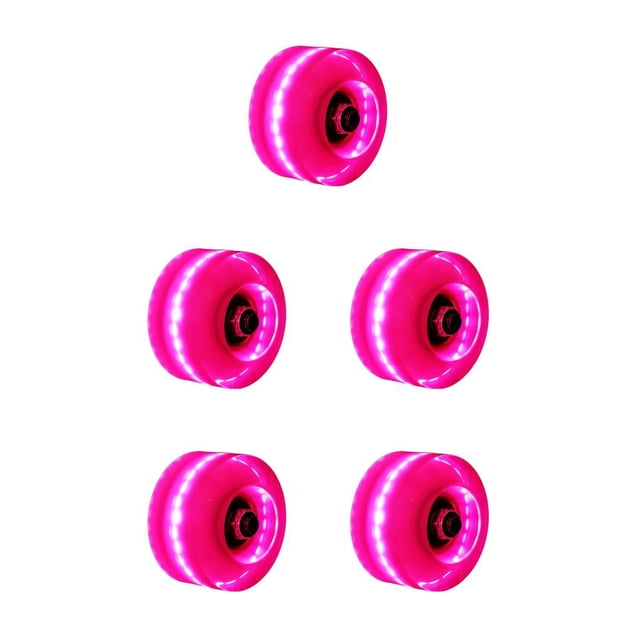 Advancent Intermitente Light Up Quad Roller Buen agarre Ruedas de patín redondas Rueda de doble resistente al desgaste Chica de alta dureza Rosa Type2 NO2