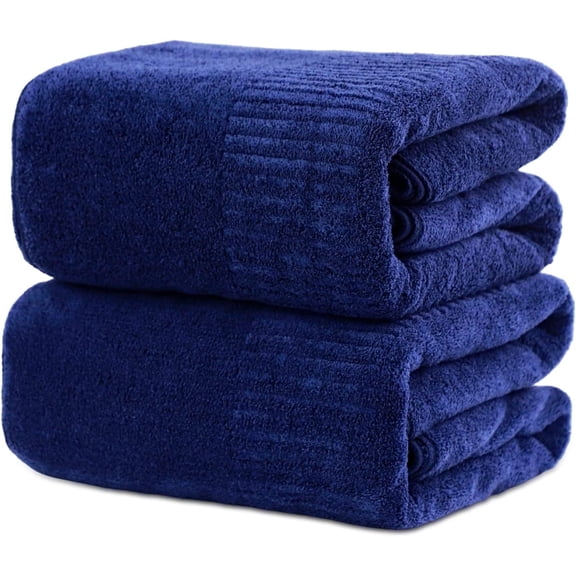 DEWEL Bath Towel, Large Bathroom Towels 35x63 in, Super Absorbent Quick Drying Towels for Bathroom, Beach, Gym, Pool, 2 Count  Navy Blue
