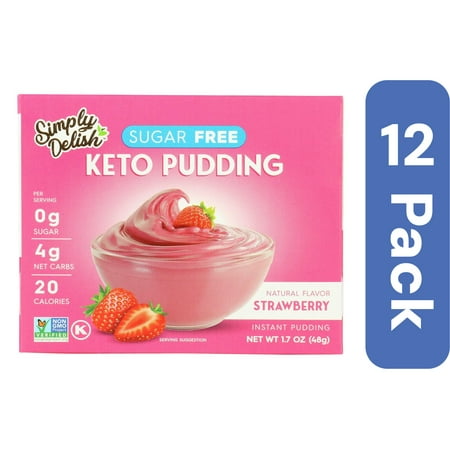 Simply Delish Pudding Pie Mix Strawberry No Sugar Added 1.7 oz (Pack Of 12)
