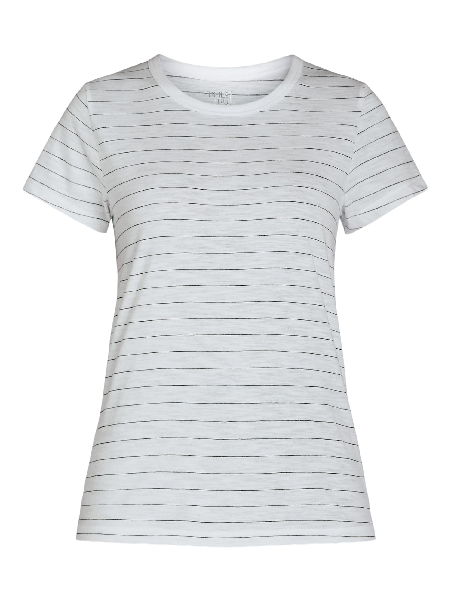 Time and Tru Women’s Slub Jersey Crewneck Tee with Short Sleeves, Sizes XS-XXXL