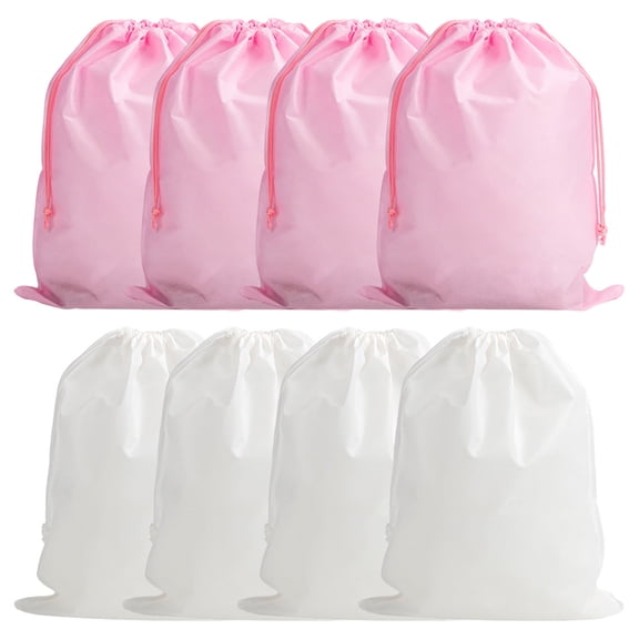 Houderco Shoe Drawstring Storage Bags Pink Fabric 8Pcs 19.7x15.7in