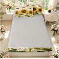 thumbnail image 4 of Erosebridal Cute Bee Zipper Twin Comforter Sets with Fitted Sheet and 2 Pillowcases,Dreamy Sunflower Floral Zipper Bedding Set,Beige Yellow,Light Gray Reversible,4pcs, 4 of 8