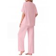 thumbnail image 3 of MINTREUS Women's Pajama Set Short Sleeve Sleepwear Set Soft Two Piece Matching Set with Pockets, 3 of 5