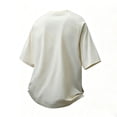 thumbnail image 4 of Mens Oversized T-Shirts Fashion Loose Fit Crewneck Tshirt Streetwear Heavyweight Short Sleeve Gym Workout Tops Size M-4XL White-A, 4 of 9