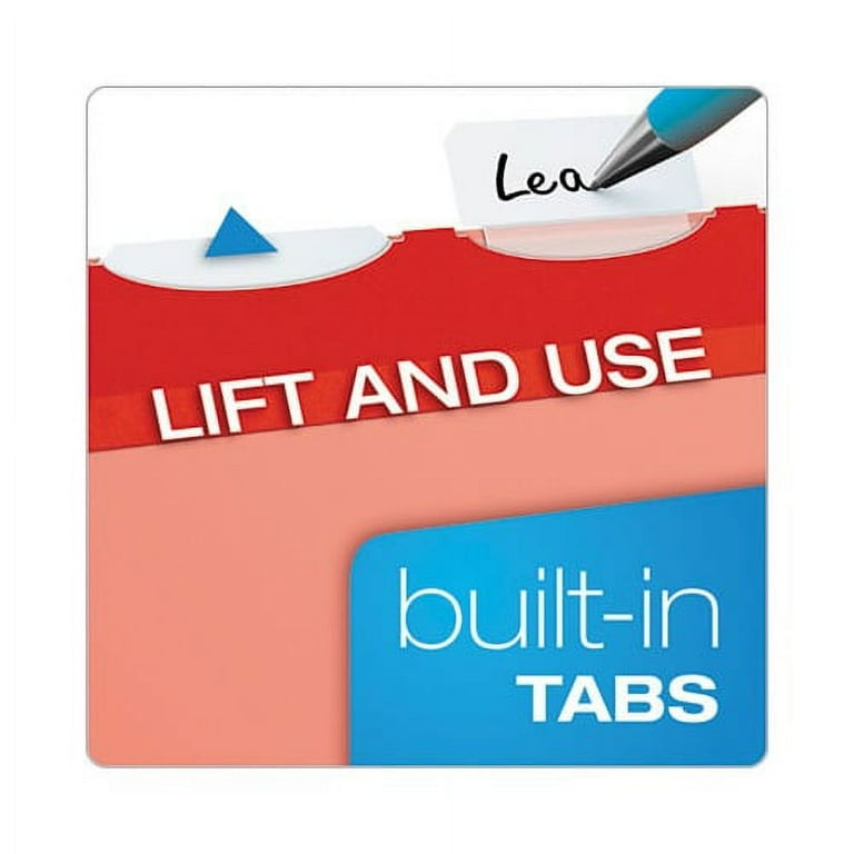 Colored Reinforced Hanging Folders, Letter Size, 1/5-Cut Tabs, Red, 25/Box Colored Reinforced Hanging Folders, Letter Size, 1/5-Cut Tabs, Red, 25/Box