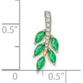 thumbnail image 3 of 14k Yellow Gold Emerald and Diamond Leaf Chain Slide - 16.8mm, 3 of 4