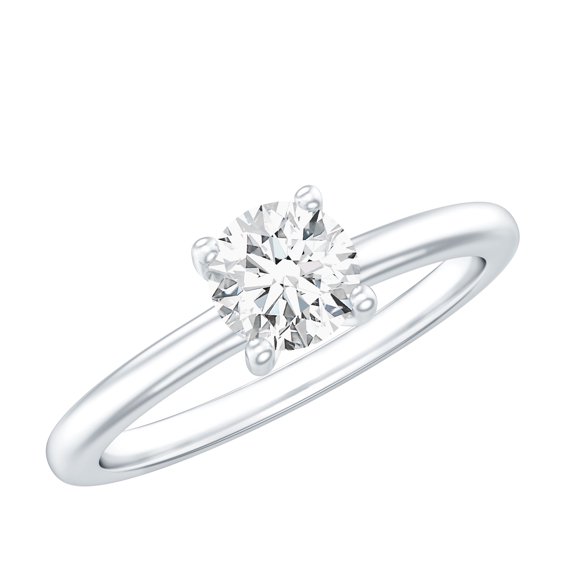 Rosec Jewels Certified Moissanite Promise Ring for Women - 6 mm Round Moissanite Solitaire Ring (D-VS1 Quality) - Ready to Gift, 925 Sterling Silver, US 4.00