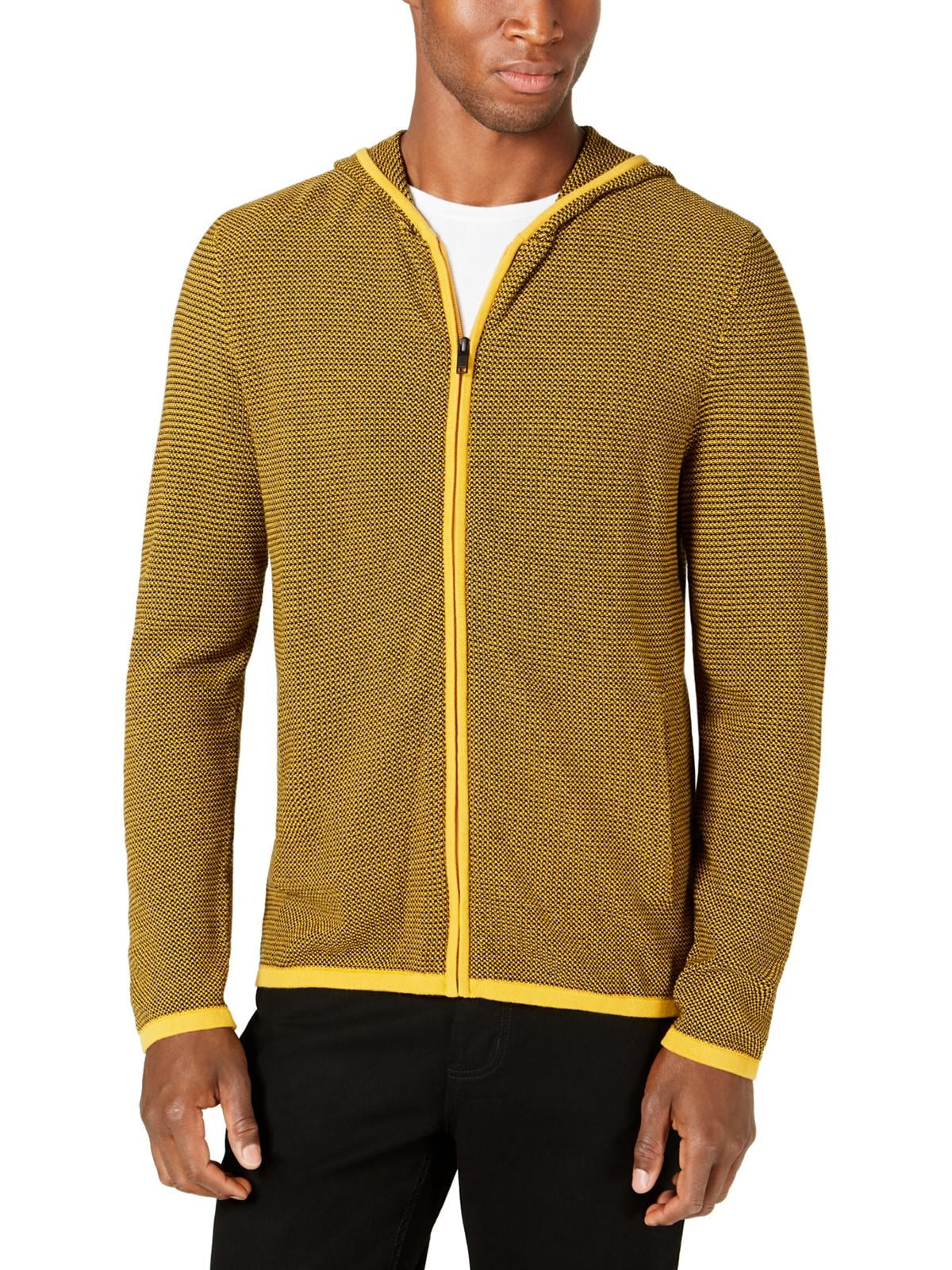 Alfani Mens Textured Hooded Full Zip 