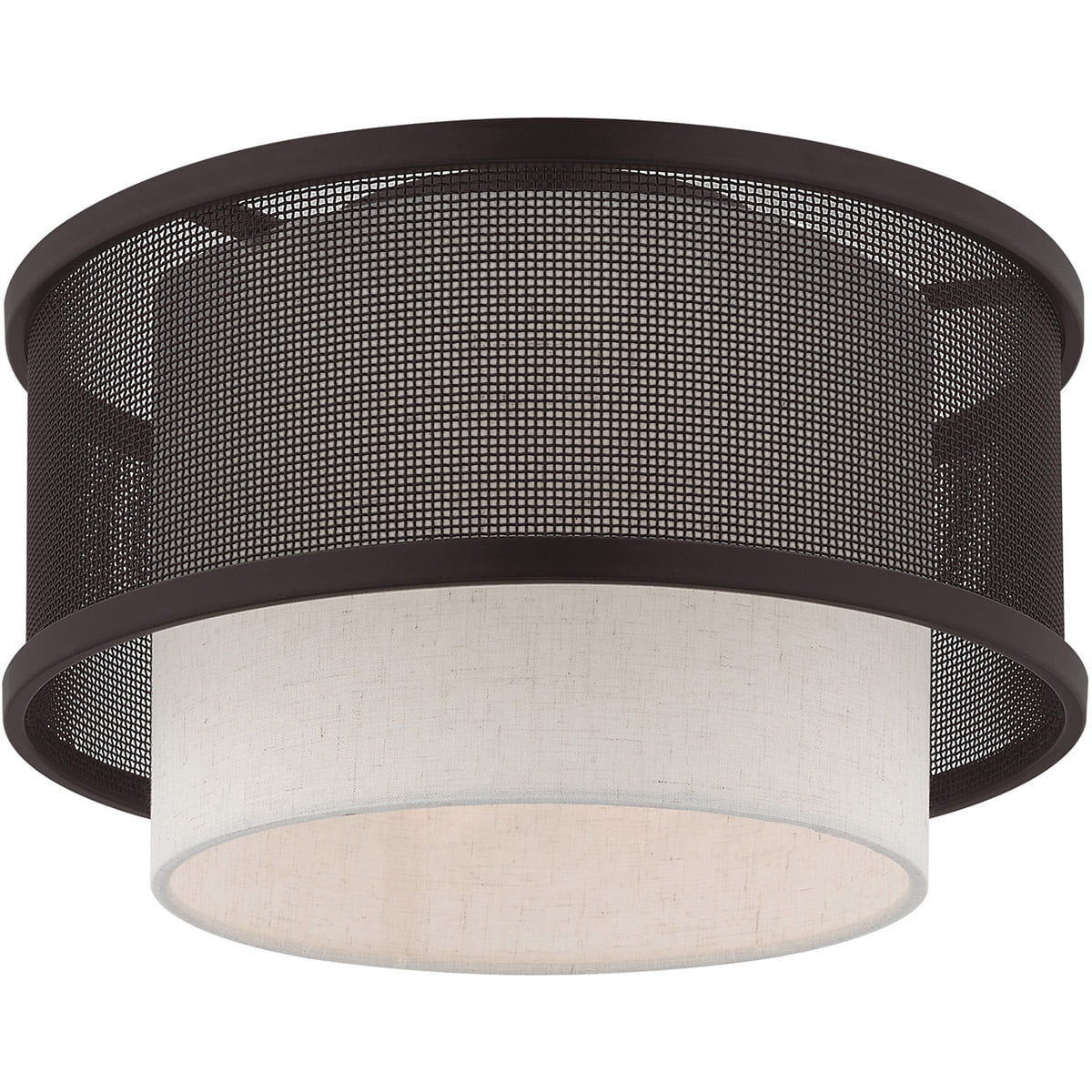 1 Light Bronze Ceiling Light fixture with Bronze Stainless Steel Mesh Shade
