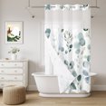 thumbnail image 3 of No Hook Shower Curtain with Snap in Liner,Watercolor Eucalyptus Leaf Waterproof Bath Curtain with See Through Top Window,Rustic Sage Green Plant Shower Curtains for Bathroom Decor,36x72in, 3 of 9