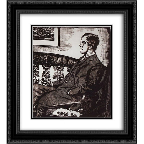Boris Kustodiev 2x Matted 20x22 Black Ornate Framed Art Print 'Portrait of P.L. Kapitza'