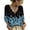 01#Dark Blue, variant on Womens Floral Boho Top Deep V Neck Self Tie Front Ruffled Trim 3/4 Bubble Sleeve Loose Flowy Peasant Blouse Casual Summer Beach Vacation Tops M