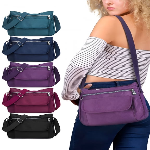 GASTROPOD Multi Pockets Crossbody Bag for Women Waterproof Nylon Shoulder Bag Travel Purses Messenger Bag Crossbody Bags for Travel (Black)