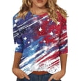 thumbnail image 2 of HAVUITYY Independence Day 3/4 Sleeve Sweaters for Womens, Plus Sized Fashion Flag Printed Crew-Neck Pullover, Women's Spring Going Out Tops for Gifts & Wear, 2 of 5