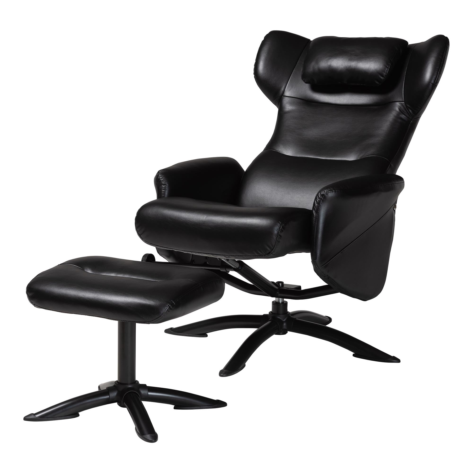 Baxton Studio Elwood Modern Lounge Chair and Footrest Set, 2-Piece, Black