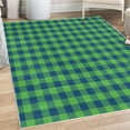 thumbnail image 1 of Plaid Decorative Rug, Lumberjack Fashion Buffalo Checks Pattern Retro Style Grid Composition, Quality Carpet for Bedroom Dorm and Living Room, 6 Sizes, Dark Blue and Fern Green, by Ambesonne, 1 of 4