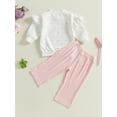thumbnail image 6 of Kid Toddler Girls Pants Clothing Set, 6 12 18 24 Months 2T 3T 4T Long Sleeve Heart Print Sweatshirt with Elastic Waist Pants Outfits, 6 of 9