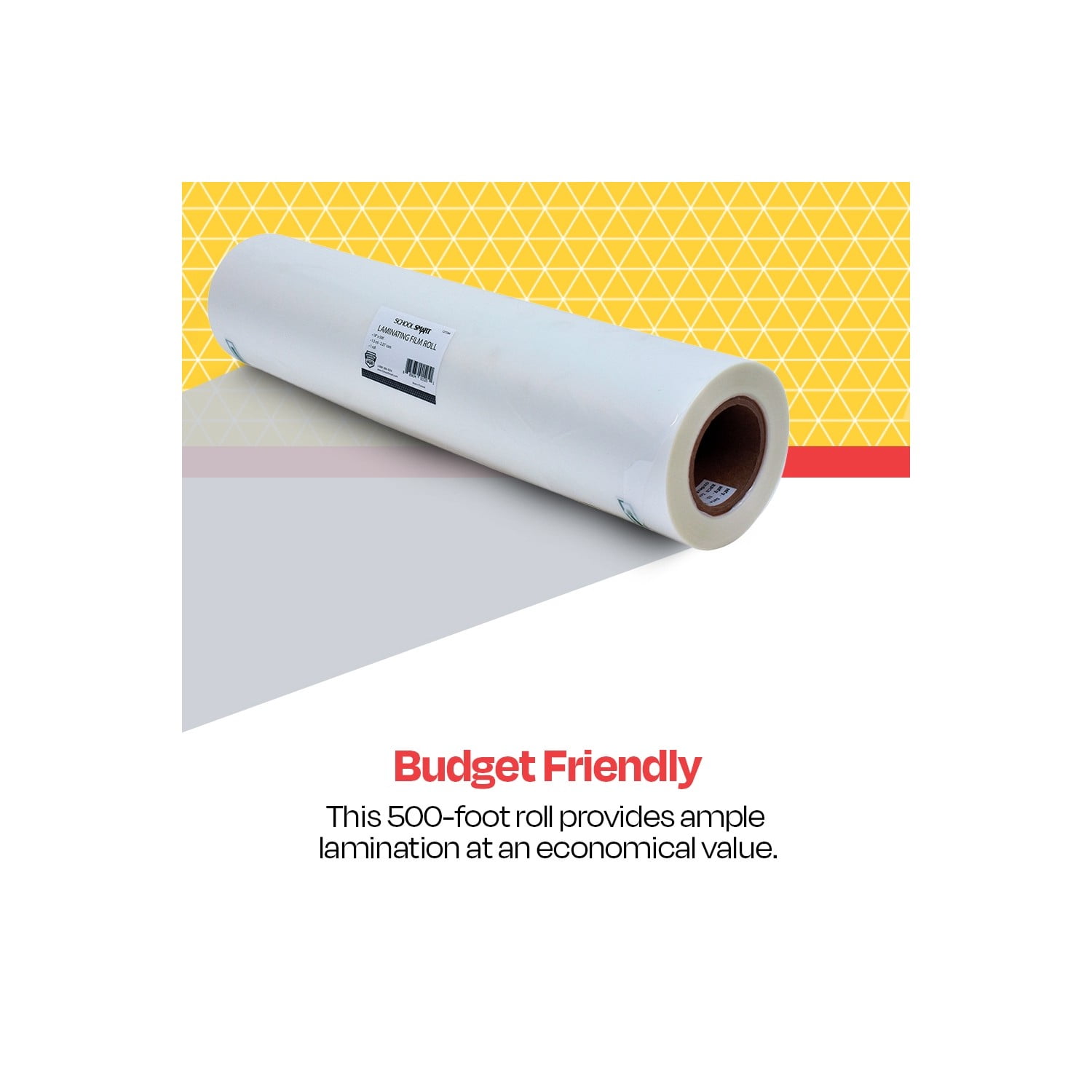 School Smart Laminating Film Roll, 18 Inches x 500 Feet, 1.5 mil Thickness