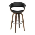 thumbnail image 3 of Zion Upholstered Swivel Bar Stool Walnut and Black, 3 of 8