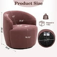 thumbnail image 3 of PORKISS Swivel Accent Chair, Armchair with Teddy Fabric, Barrel Chair with Black Powder Coating Metal Ring for Living Room, Bedroom, Dark Red, 3 of 8