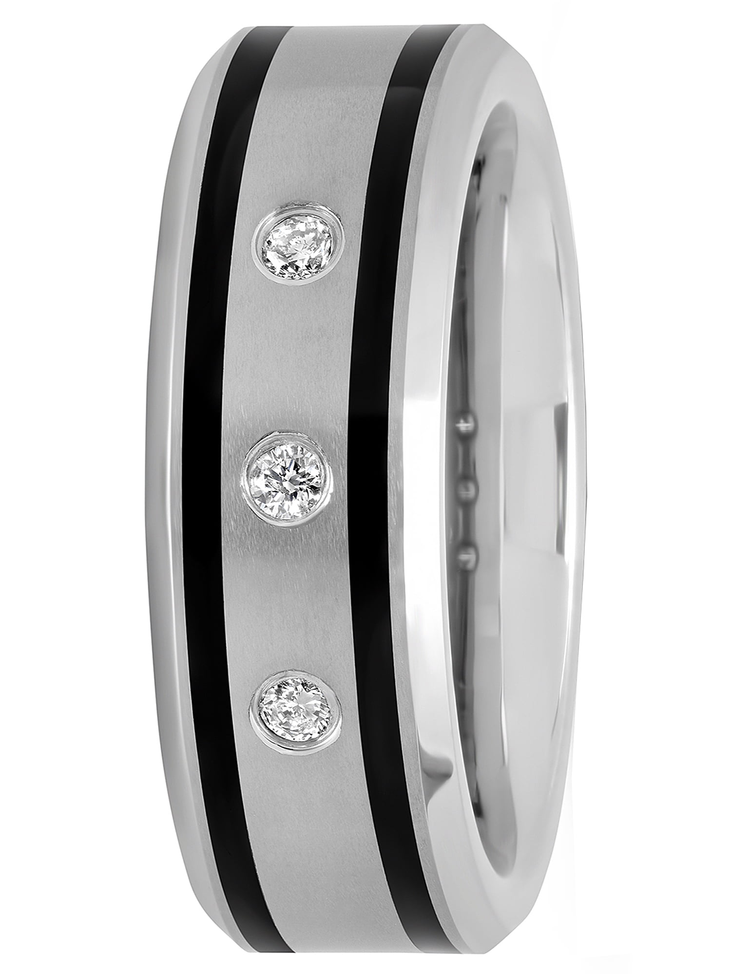 1/10ctw Men's Tungsten and Black Resin 8MM Diamond Accent Wedding Band