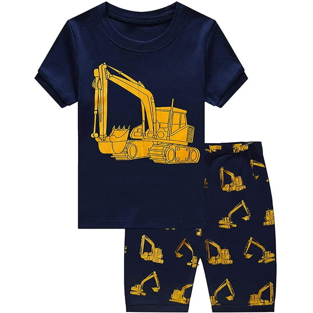 Little Hand Toddler Boys Train Truck Short Sleeve Pajamas