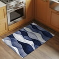 thumbnail image 3 of Navy Blue Large Area Rugs for Bedroom Living Room, Soft Non Slip Carpet Bedside Rug, Modern Moire Abstract Ripple Geometric Rectangular Floor Cover Kitchen Accent Rug 2'x3' for Dining Room/Office, 3 of 9