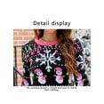thumbnail image 6 of Ugly Christmas Sweater for Women Cartoon Print Loose Knitwear Long Sleeve Round Neck Pullover, 6 of 9