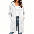 thumbnail image 2 of Oversized Sweatshirts for Women Drawstring Button Down Loose Long Sleeve Casual Solid Color Mid Length Hoodie Coat with Pockets M, 2 of 9