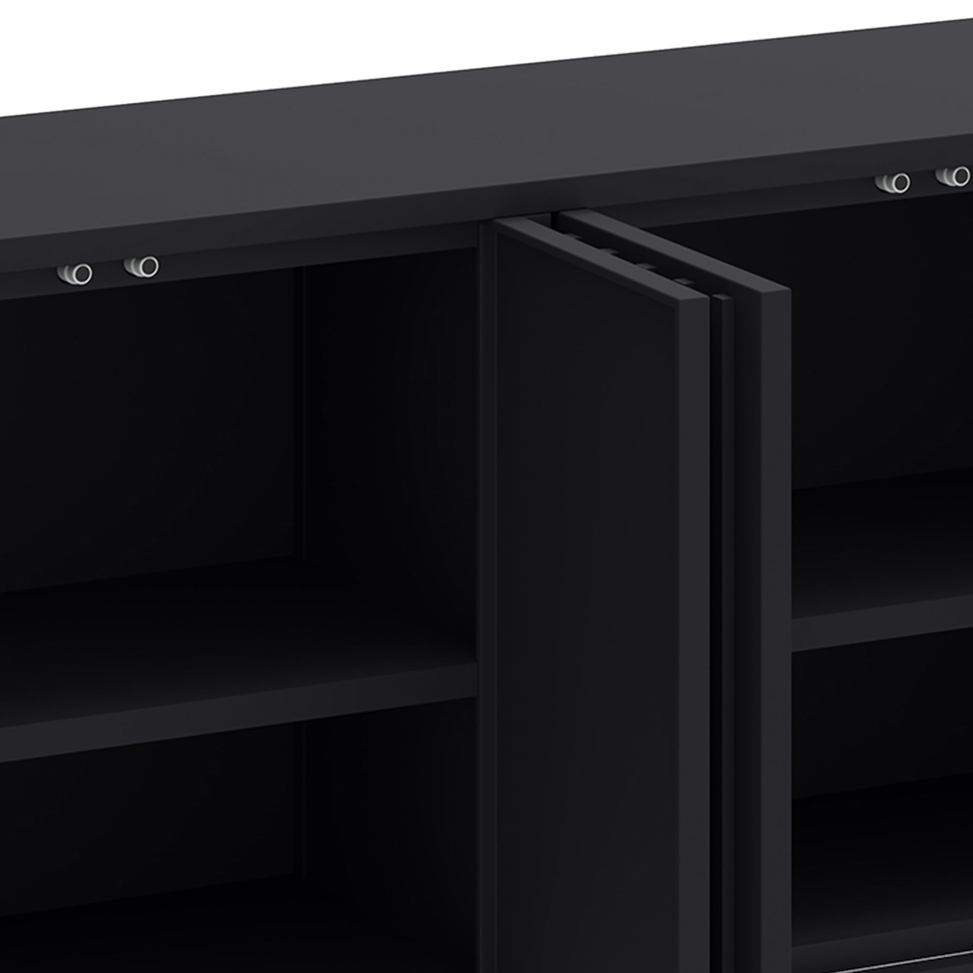 Uforic Metal 54.5" Kitchen Sideboard Cabinet with Shelves, Fluted Storage Cabinet with Doors, Black