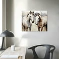 thumbnail image 3 of Nawypu Horse Pictures Painted Wall Art Brown Animal Canvas Prints Farmhouse Wall Decor Horses Head to Head Artwork Stretched Black Frame for Bedroom Living Room, 3 of 4