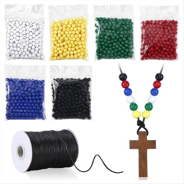 1301 Piezas Cuentas para Collar, Kit Manualidades para Collares Granel, Cuentas Coloridas Surtidas, 100 Yardas Cordón de Algodón Encerado, Suministros para Collares de Bricolaje