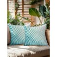 thumbnail image 2 of Outdoor Pillows Waterproof, Teal Blue Polka Dots Bedding Throw Pillows with Insert for Couch Sofa Bed, Modern Abstract Art Ombre 18x18 Inch Pillowcases Decorative Camping Patio Pillow Set of 2, 2 of 8