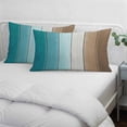 thumbnail image 4 of Aqua Brown Ombre Queen Size Pillow Cover, Pillowcase Protectors with Zipper, Breathable Decorative Throw Pillow Case Cover, Vintage Country Wooden Pillow Shams for Couch Sofa 20x30Inch, 4 of 8