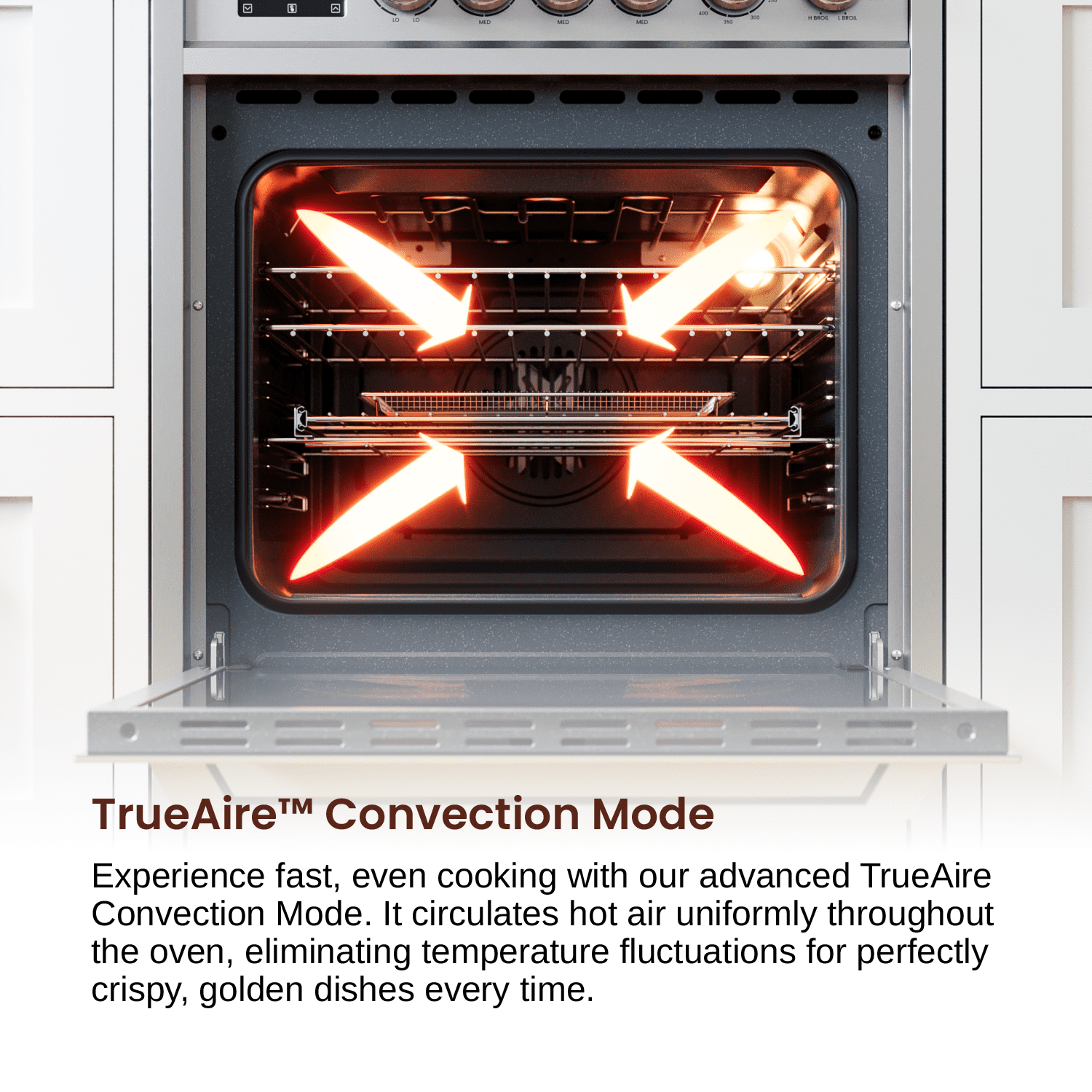 Rangaire RRE241TS 24" Electric Range Oven with Timer - Stainless Steel, Infrared Stove Burners, True Convection, Easy Reach Racks
