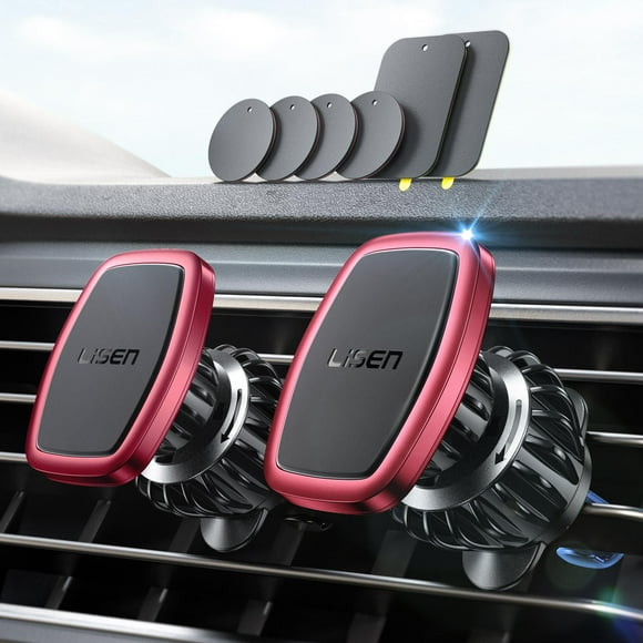 Soporte magnético para teléfono LISEN para coche, paquete de 2 (rojo)