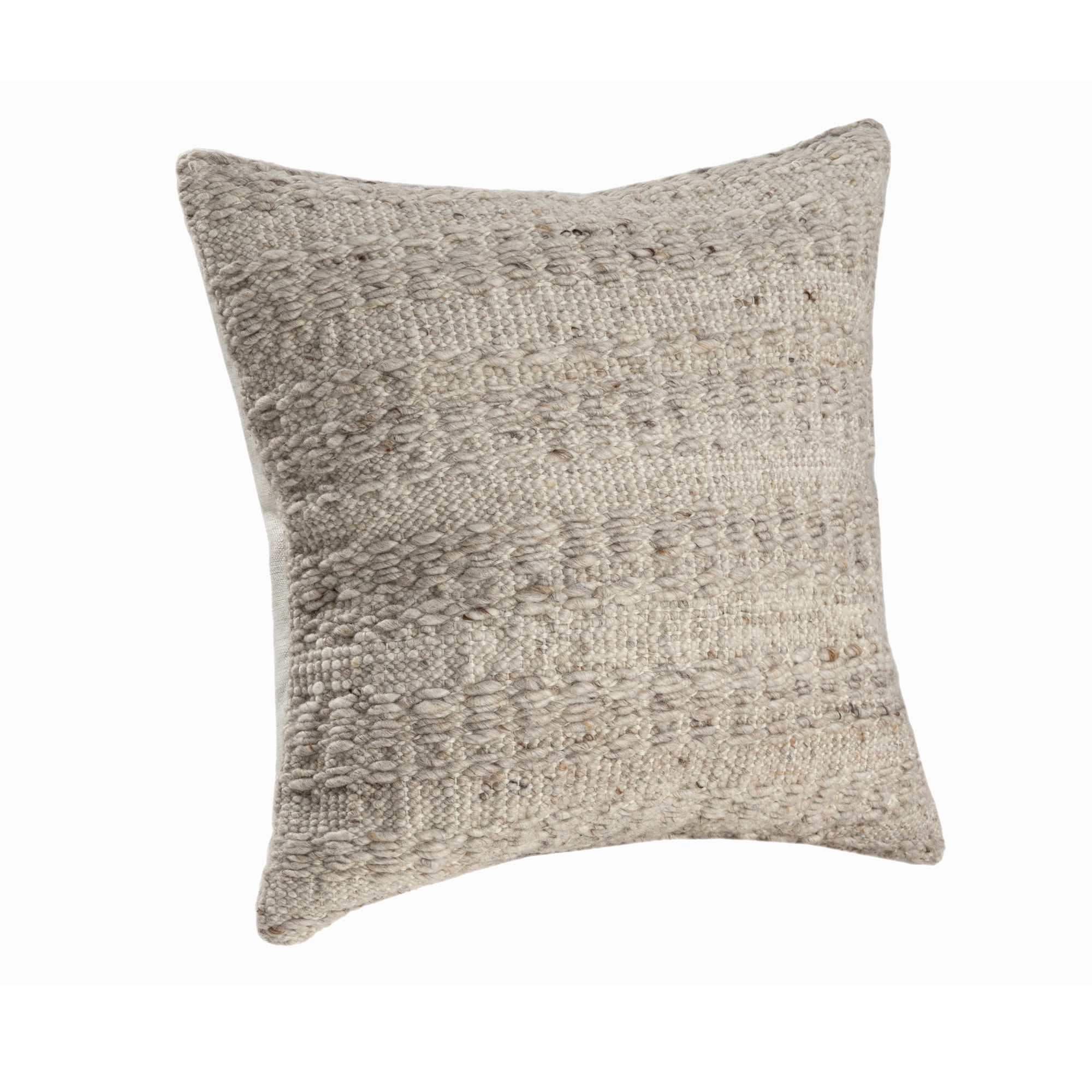 Harlow Hill Chester Beige Solid 24" x 24" Wool Adult Decorative Feather Filled Pillow