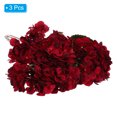 thumbnail image 3 of Unique Bargains Hydrangea Artificial Flowers, 3PCS Faux Hydrangea Flowers Artificial Hydrangeas Fake Silk Faux Flowers, Red, 3 of 5