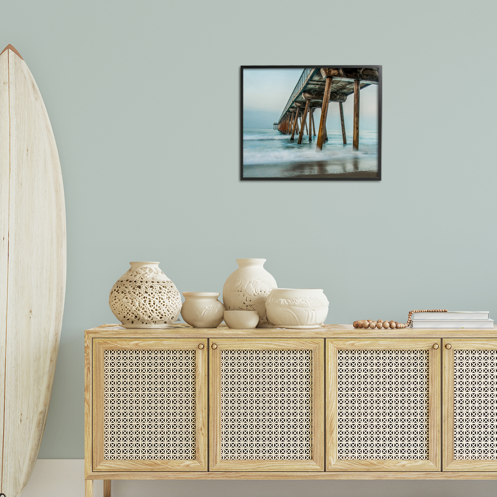 Stupell Industries Summer Dock Splashes Landscape Photography Black Framed Art Print Wall Art, 20 x 16