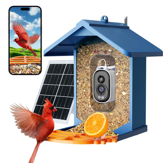Comedero para pájaros PawPeri, cámara HD de 2,5 K, identificador AI, solar
