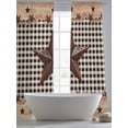 thumbnail image 6 of Texas Star Plaid Semi Sheer Window Curtains 108 Inches Long, Farmhouse Black Brown Texas Vintage Rod Pocket Voile Silky Chiffon Curtain Light Filtering Drapes for Living Room, 52"x108", 2 Panels, 6 of 9