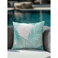 thumbnail image 3 of Outdoor Pillows Waterproof, Teal Palm Leaves Throw Pillows with Inserts Included, Summer Tropical Plants Botanical Indoor Outdoor Decorative Lumbar Pillow for Bed/Couch/Patio 18"x18", 1Pcs, 3 of 8