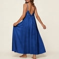 thumbnail image 6 of FRSASU Backless Cami Dresses for Women, Lace Low Back Housedress, Casual Flowy Sleeveless Solid Open Back Sundress Dark Blue, 6 of 9